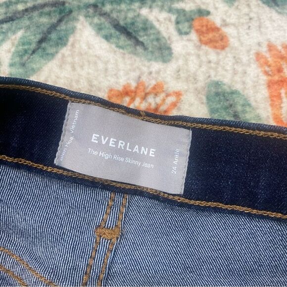 Everlane The High Rise Skinny Jeans Dark Wash Size 24 Ankle - Picture 2 of 6